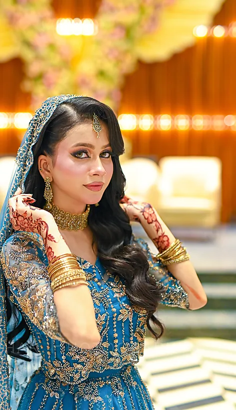 Nikkah · henna and gold, makeup by Aqsa Danish Salon